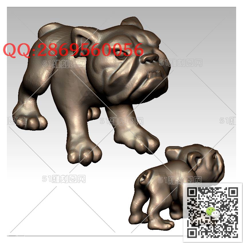 LDG-007斗牛犬 _生肖狗圆雕图stl立体模型3d打印四轴数控雕刻精雕图浮雕图